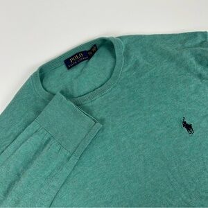 Polo Ralph Lauren Mens SZ XXL Sweater Green Cotton Cashmere Knit Pony Logo